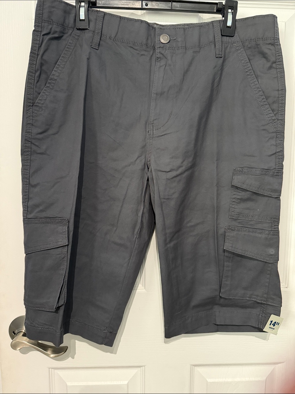 NWT George Charcoal Gray Below-the-Knee Messenger Shorts. Size 36 Waist.